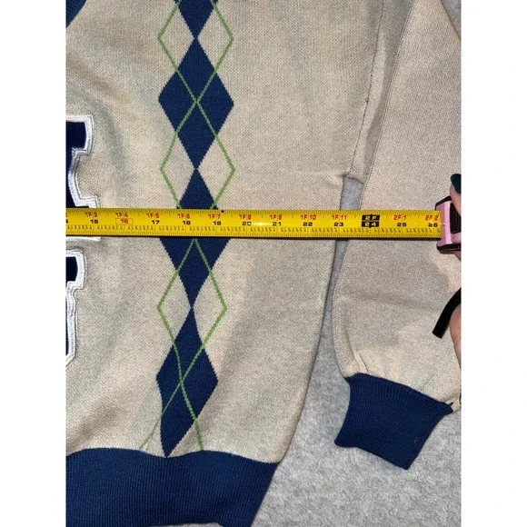 Disney Parks Monsters University Sweater Large Cream Navy V-Neck MU - Picture 7 of 14